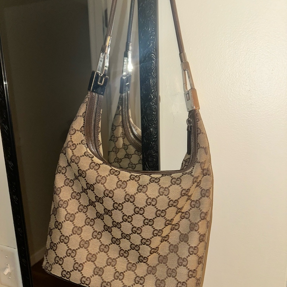 Gucci Brown Monogram Hobo Shoulder Bag